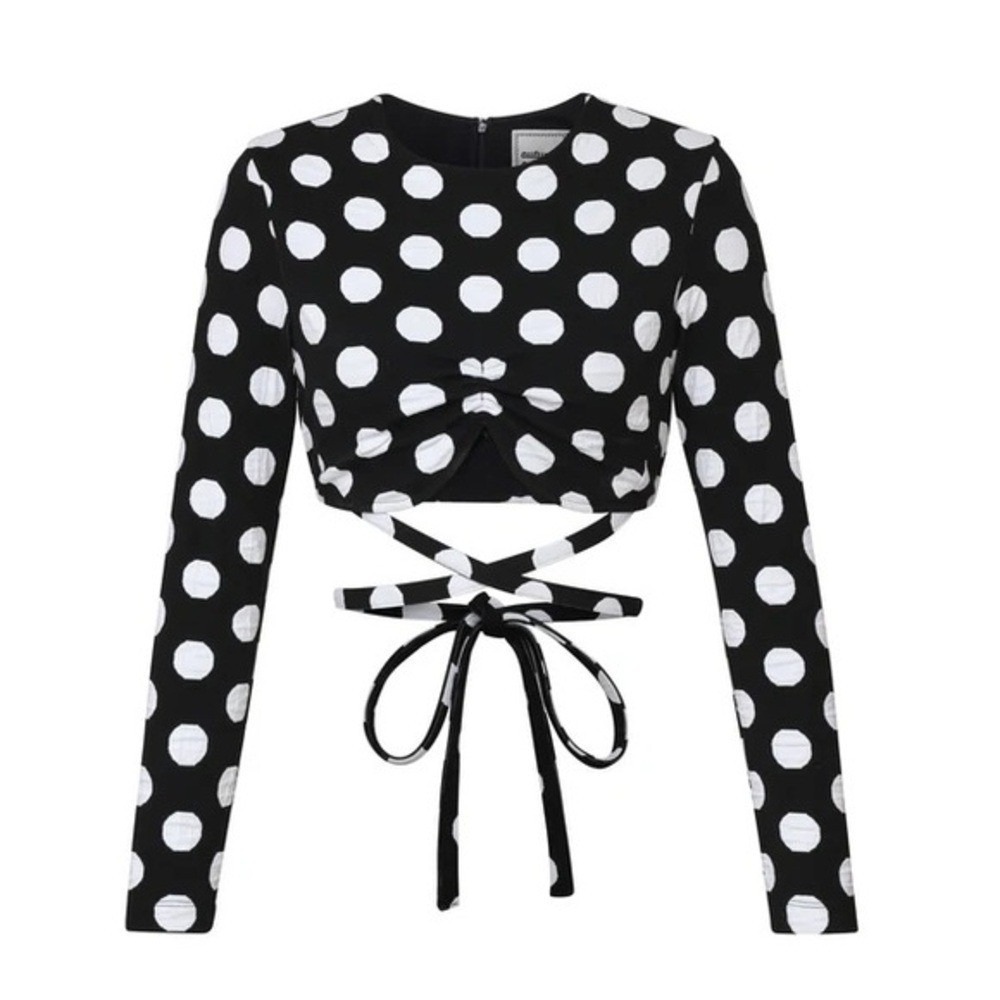 Autumn Adeigbo Bianca Underwire Cropped Polka Dot Wrap Top 8 / M